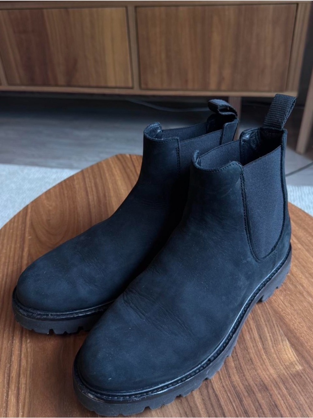 Nisolo Black Suede Leather Chelsea Ankle Boots for Women